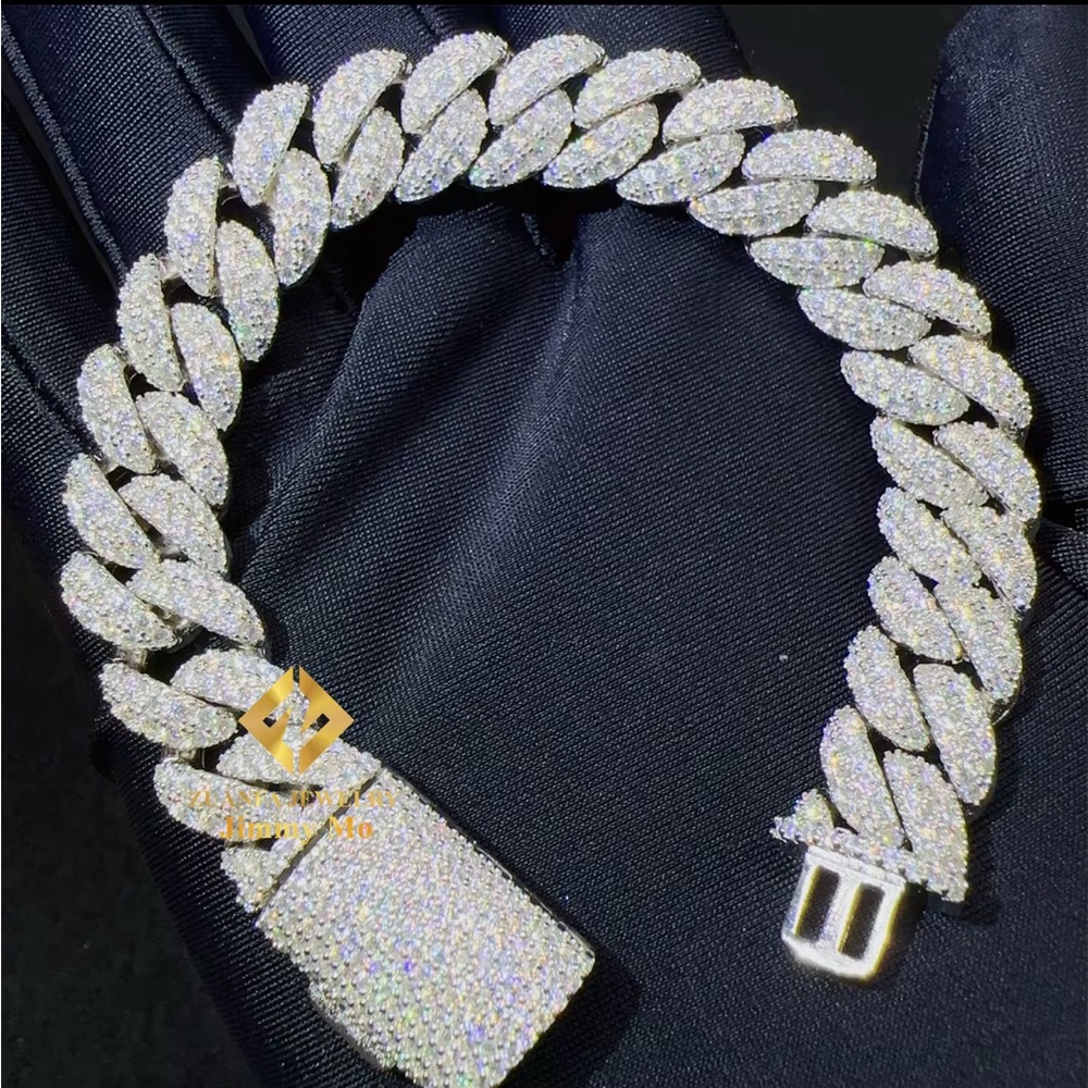 Diamond Iced out Cuban Link Bracelet Chain  12 mm wide 7 inches long